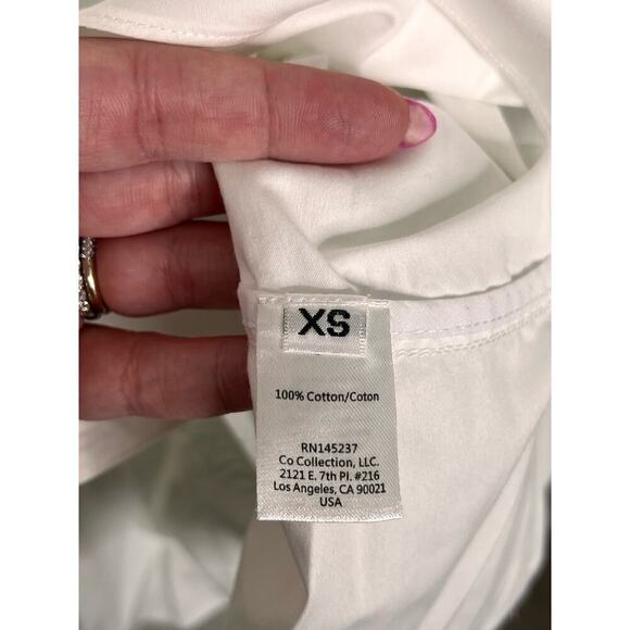Co Essentials Cotton Peplum Button Down Shirt White Lagenlook Womens Size XS - Picture 12 of 15